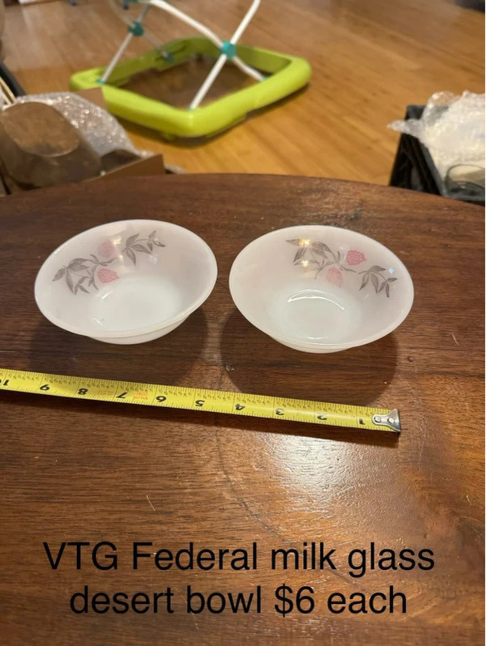 Clover Blossom Federal Glass Milk glass berry bowl set